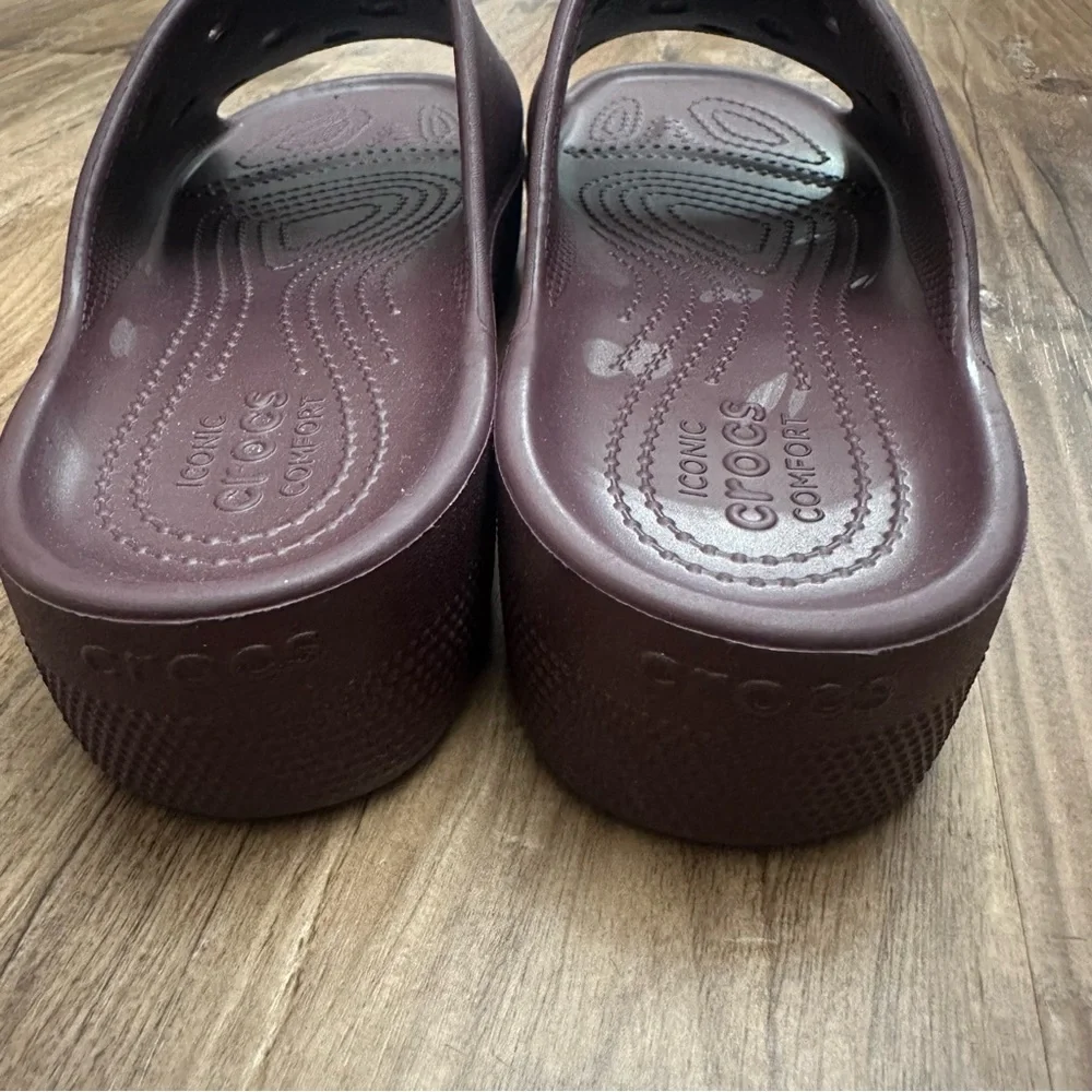 Crocs Classic Platform Slide Sandals Iconic Comfort Dark Cherry - Picture 5 of 9